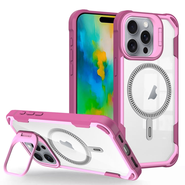 For iPhone 16 Pro Transparent Acrylic MagSafe Lens Holder Phone Case(Pink) - iPhone 16 Pro Cases by PMC TechLife | Online Shopping South Africa | PMC TechLife | Buy Now Pay Later Mobicred