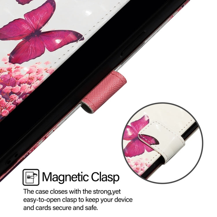 For Google Pixel 9 3D Painting Horizontal Flip Leather Phone Case(Rose Butterfly) - Google Cases by PMC TechLife | Online Shopping South Africa | PMC TechLife | Buy Now Pay Later Mobicred