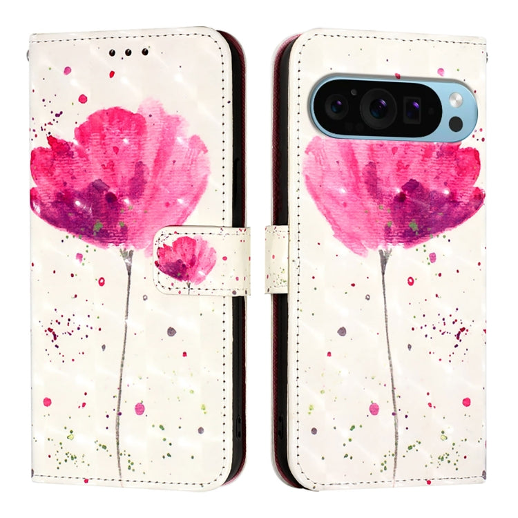 For Google Pixel 9 Pro XL 3D Painting Horizontal Flip Leather Phone Case(Flower)