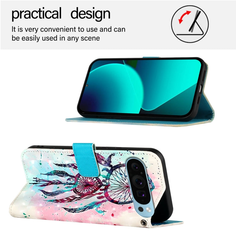 For Google Pixel 9 Pro XL 3D Painting Horizontal Flip Leather Phone Case(Color Drop Wind Chimes)