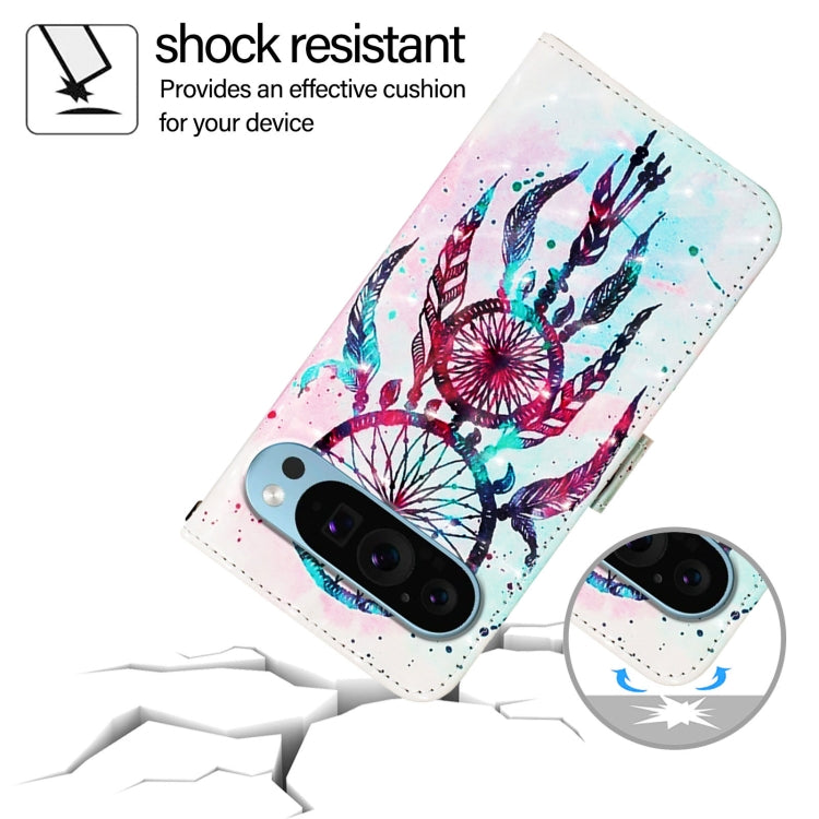 For Google Pixel 9 Pro XL 3D Painting Horizontal Flip Leather Phone Case(Color Drop Wind Chimes) - Google Cases by PMC TechLife | Online Shopping South Africa | PMC TechLife | Buy Now Pay Later Mobicred