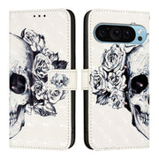 For Google Pixel 9 Pro XL 3D Painting Horizontal Flip Leather Phone Case(Skull)