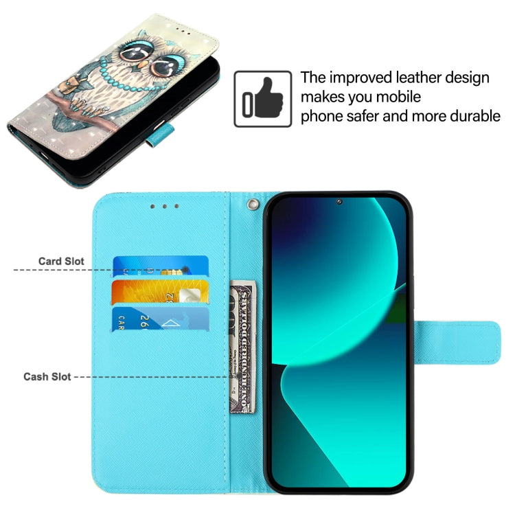 For Google Pixel 9 Pro XL 3D Painting Horizontal Flip Leather Phone Case(Grey Owl)