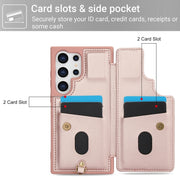 For Samsung Galaxy S25 Ultra 5G Crossbody Flower Pattern Leather Phone Case(Rose Gold)