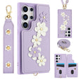 For Samsung Galaxy S25 Ultra 5G Crossbody Flower Pattern Leather Phone Case(Purple) - Galaxy S25 Ultra 5G Cases by PMC Jewellery | Online Shopping South Africa | PMC Jewellery | Buy Now Pay Later Mobicred