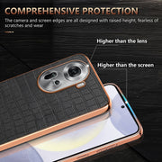 For OPPO Reno11 Global AZNS Electroplated Frame Crocodile Texture Full Coverage Phone Case(Black)