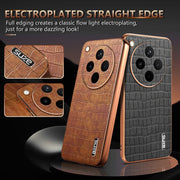 For OPPO Find X8 AZNS Electroplated Frame Crocodile Texture Full Coverage Phone Case(Black)