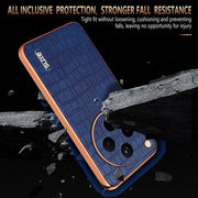 For OPPO Find X8 AZNS Electroplated Frame Crocodile Texture Full Coverage Phone Case(Black)