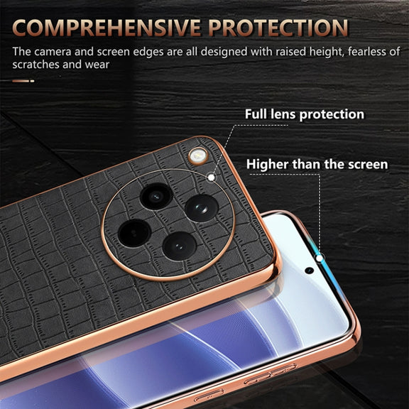 For OPPO Find X8 AZNS Electroplated Frame Crocodile Texture Full Coverage Phone Case(Black)