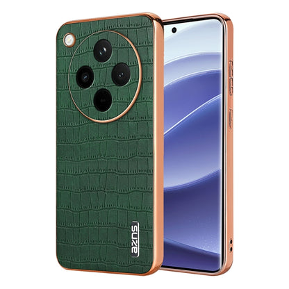 For OPPO Find X8 AZNS Electroplated Frame Crocodile Texture Full Coverage Phone Case(Green) - free shipping - PMC Jewellery - Order now!