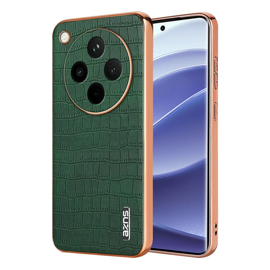 For OPPO Find X8 AZNS Electroplated Frame Crocodile Texture Full Coverage Phone Case(Green) - free shipping - PMC Jewellery - Order now!
