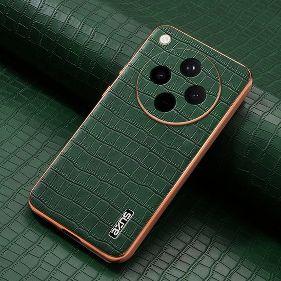 For OPPO Find X8 AZNS Electroplated Frame Crocodile Texture Full Coverage Phone Case(Green)