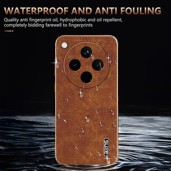 For OPPO Find X8 AZNS Electroplated Frame Crocodile Texture Full Coverage Phone Case(Blue)