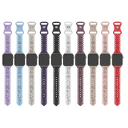 For Apple Watch SE 2023 44mm Lace 3D Rose Embossed Silicone Watch Band(Black)