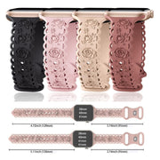 For Apple Watch SE 2023 44mm Lace 3D Rose Embossed Silicone Watch Band(Black)