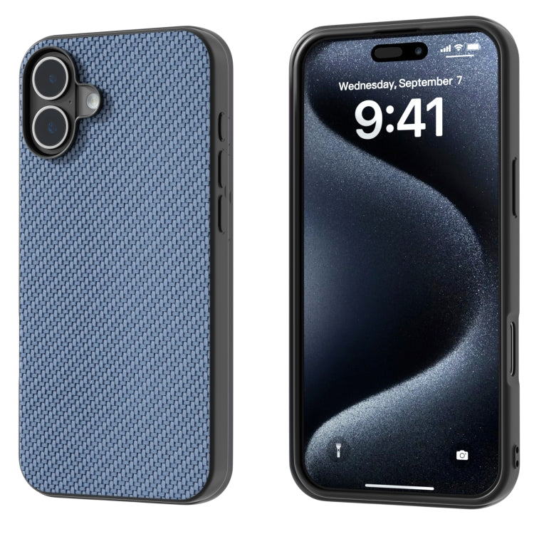 For iPhone 16 Carbon Fiber Texture Protective Phone Case(Light Blue) - iPhone 16 Cases by PMC TechLife | Online Shopping South Africa | PMC TechLife | Buy Now Pay Later Mobicred