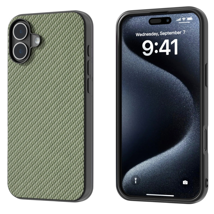 For iPhone 16 Carbon Fiber Texture Protective Phone Case(Green) - iPhone 16 Cases by PMC TechLife | Online Shopping South Africa | PMC TechLife | Buy Now Pay Later Mobicred