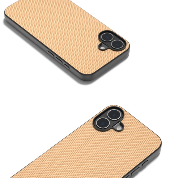 For iPhone 16 Plus Carbon Fiber Texture Protective Phone Case(Gold)