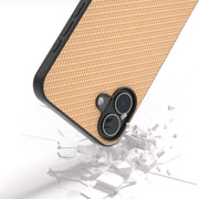 For iPhone 16 Plus Carbon Fiber Texture Protective Phone Case(Gold)