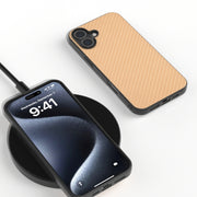 For iPhone 16 Plus Carbon Fiber Texture Protective Phone Case(Gold)
