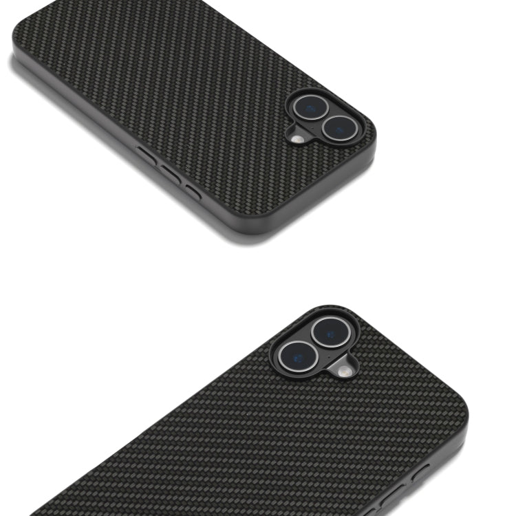 For iPhone 16 Plus Carbon Fiber Texture Protective Phone Case(Black)