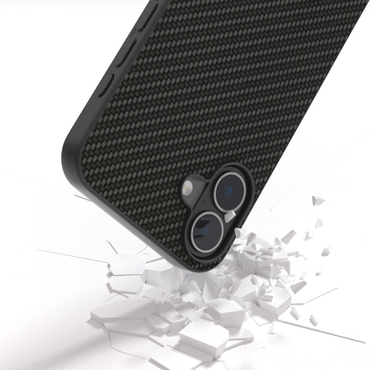 For iPhone 16 Plus Carbon Fiber Texture Protective Phone Case(Black)