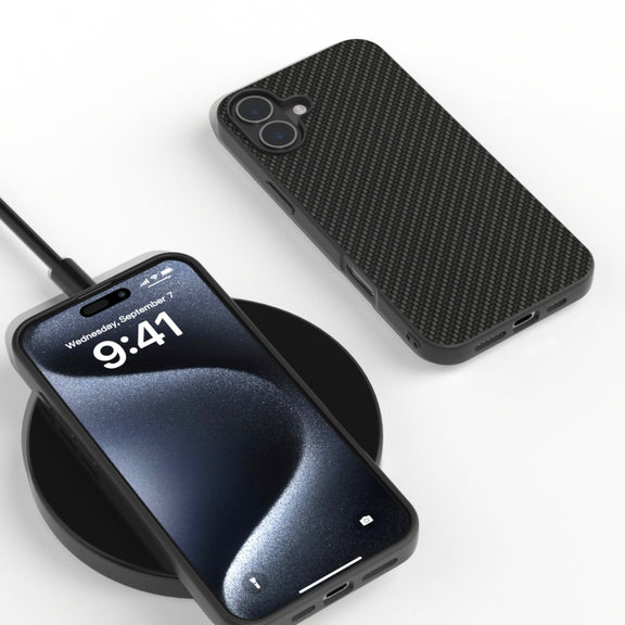 For iPhone 16 Plus Carbon Fiber Texture Protective Phone Case(Black)