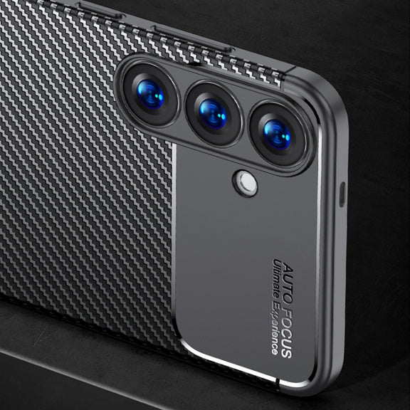 For Samsung Galaxy S25+ 5G Carbon Fiber Texture Shockproof TPU Phone Case(Black)