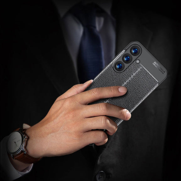 For Samsung Galaxy S25 5G Litchi Texture Shockproof TPU Phone Case(Black)