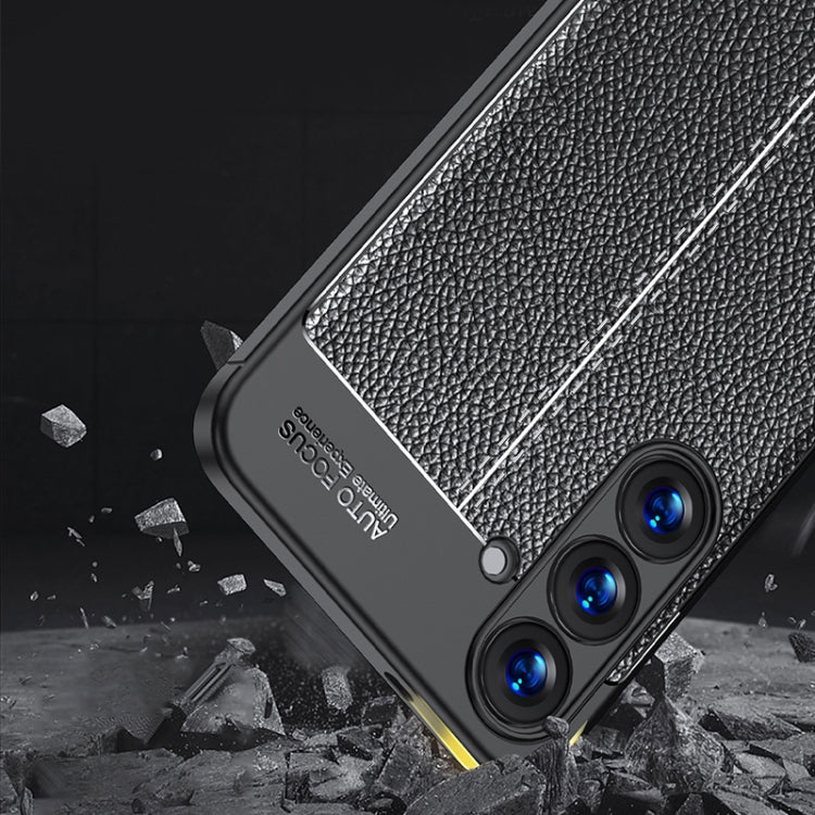 For Samsung Galaxy S25+ 5G Litchi Texture Shockproof TPU Phone Case(Black)