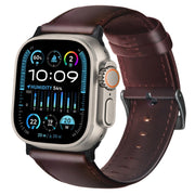 For Apple Watch Ultra 2 49mm Oil Wax Genuine Leather Watch Band(Red Brown)