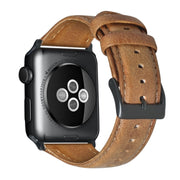 For Apple Watch Ultra 2 49mm Oil Wax Genuine Leather Watch Band(Yellow Brown)