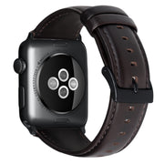 For Apple Watch Ultra 2 49mm Oil Wax Genuine Leather Watch Band(Dark Brown)