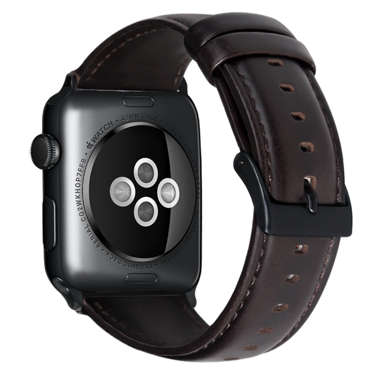 For Apple Watch Ultra 2 49mm Oil Wax Genuine Leather Watch Band(Dark Brown)