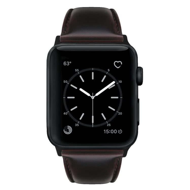 For Apple Watch Ultra 2 49mm Oil Wax Genuine Leather Watch Band(Dark Brown)