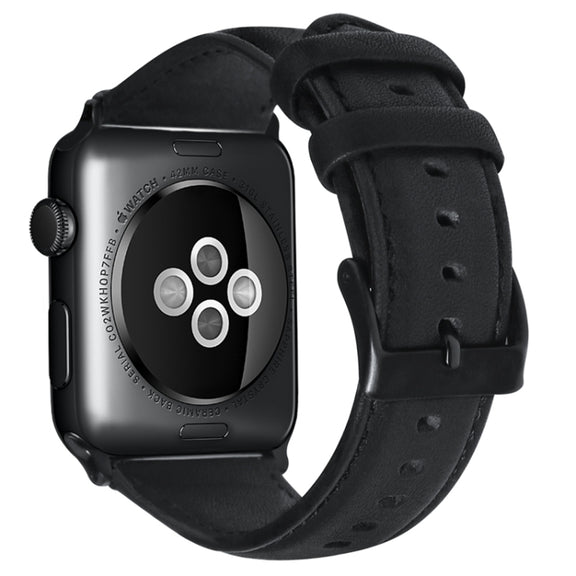 For Apple Watch Ultra 49mm Oil Wax Genuine Leather Watch Band(Black)