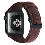 For Apple Watch Ultra 49mm Oil Wax Genuine Leather Watch Band(Red Brown)