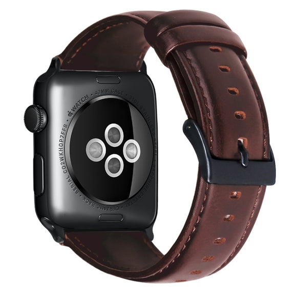 For Apple Watch Ultra 49mm Oil Wax Genuine Leather Watch Band(Red Brown)