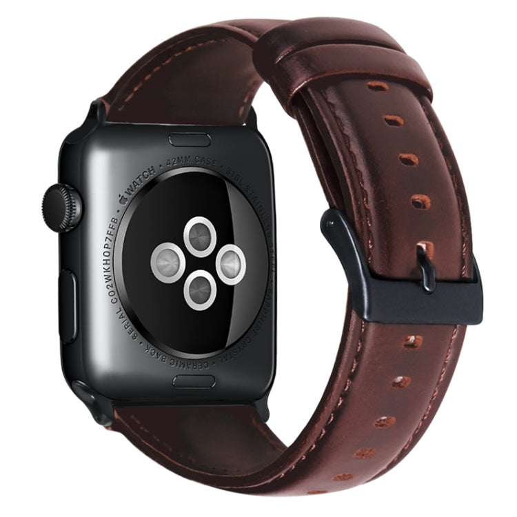 For Apple Watch Ultra 49mm Oil Wax Genuine Leather Watch Band(Red Brown)