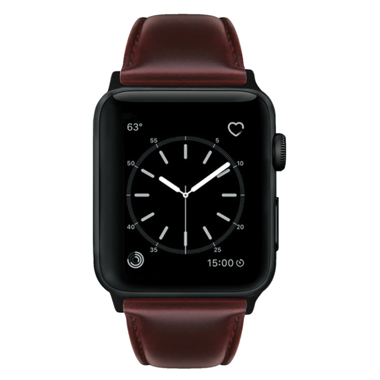 For Apple Watch Ultra 49mm Oil Wax Genuine Leather Watch Band(Red Brown)