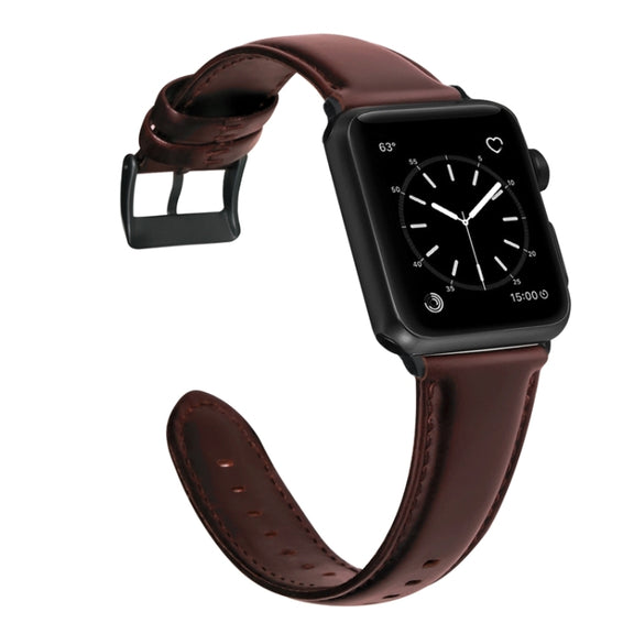 For Apple Watch Ultra 49mm Oil Wax Genuine Leather Watch Band(Red Brown)
