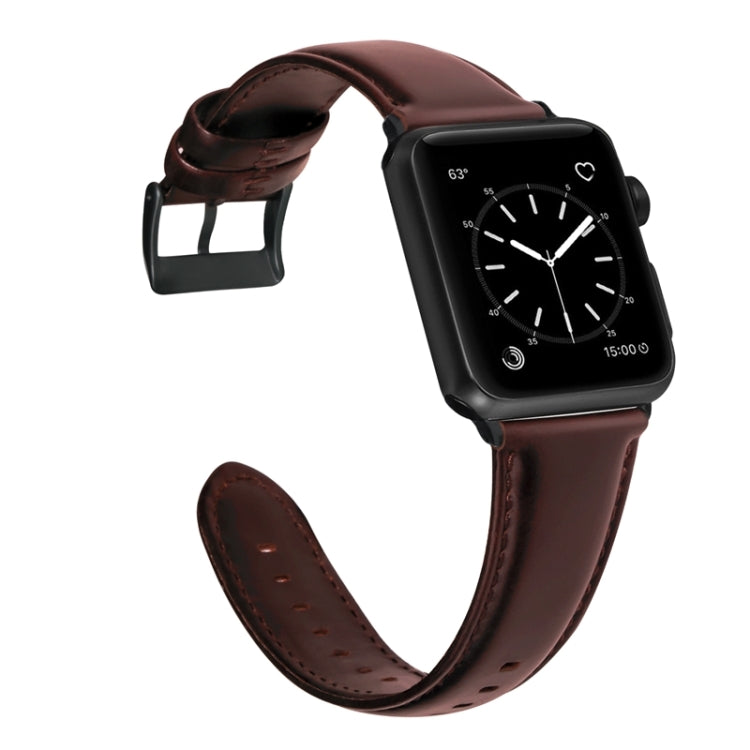 For Apple Watch Ultra 49mm Oil Wax Genuine Leather Watch Band(Red Brown)