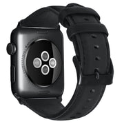 For Apple Watch Series 4 40mm Oil Wax Genuine Leather Watch Band(Black)