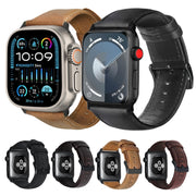 For Apple Watch Series 4 40mm Oil Wax Genuine Leather Watch Band(Black)
