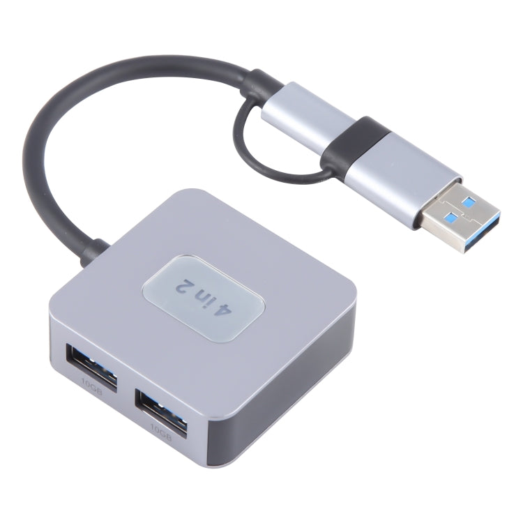 BYL-2320A 4 in 2 USB + USB-C / Type-C to USB + USB-C / Type-C 4 Port HUB Adapter(Grey) - USB 3.0 HUB by PMC Jewellery | Online Shopping South Africa | PMC Jewellery | Buy Now Pay Later Mobicred