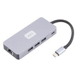 BYL-2318 9 in 1 USB-C / Type-C to USB3.0+Type-C+1000M Ethernet+HDTV+SD / TF Dual Card Slot Docking Station(Grey) - USB HUB by PMC TechLife | Online Shopping South Africa | PMC TechLife | Buy Now Pay Later Mobicred