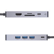 BYL-2318 9 in 1 USB-C / Type-C to USB3.0+Type-C+1000M Ethernet+HDTV+SD / TF Dual Card Slot Docking Station(Grey)