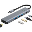 BYL-2319 5 in 1 USB-C / Type-C to USB3.0+USB-C / Type-C+HDTV Multi-function Docking Station(Grey) - USB HUB by PMC TechLife | Online Shopping South Africa | PMC TechLife | Buy Now Pay Later Mobicred