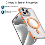 For iPhone 16 Dual-Color Clear Acrylic Hybrid TPU Lens Flip Holder MagSafe Phone Case(Blue)