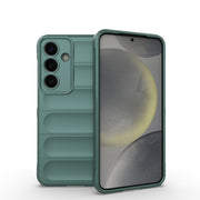 For Samsung Galaxy S25 5G Magic Shield TPU + Flannel Phone Case(Dark Green)